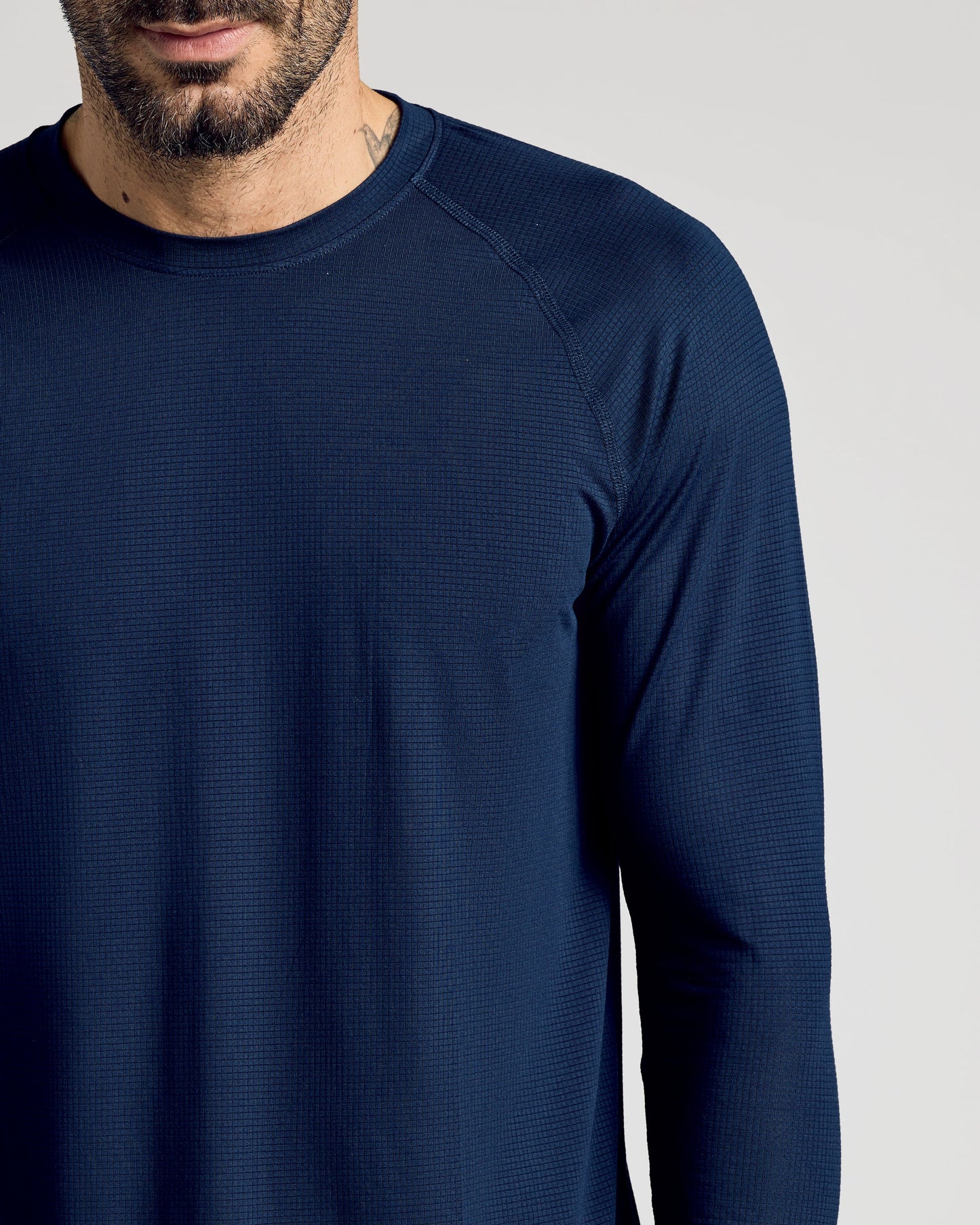 Navy Long Sleeve Active Mesh Crew