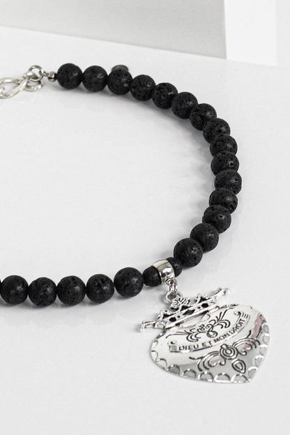 Black Lava Heart Necklace