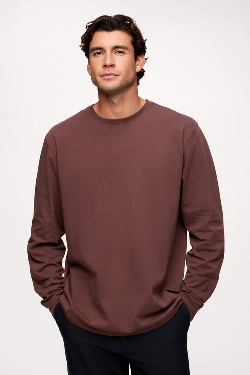 Vintage Cotton Men's Long Sleeve Everyday T-Shirt | Coffee
