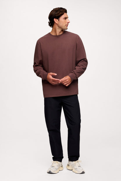 Vintage Cotton Men's Long Sleeve Everyday T-Shirt | Coffee