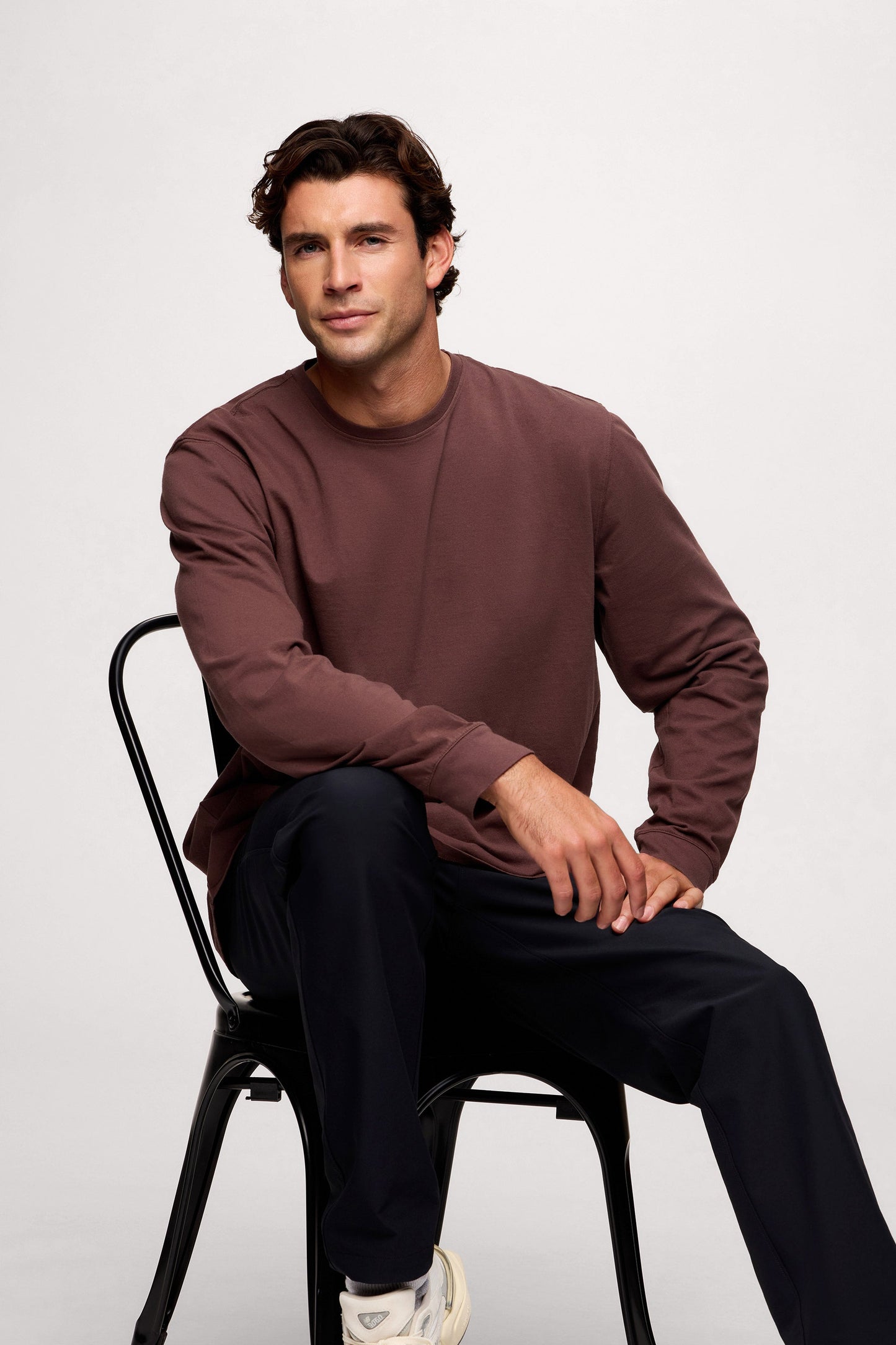 Vintage Cotton Men's Long Sleeve Everyday T-Shirt | Coffee