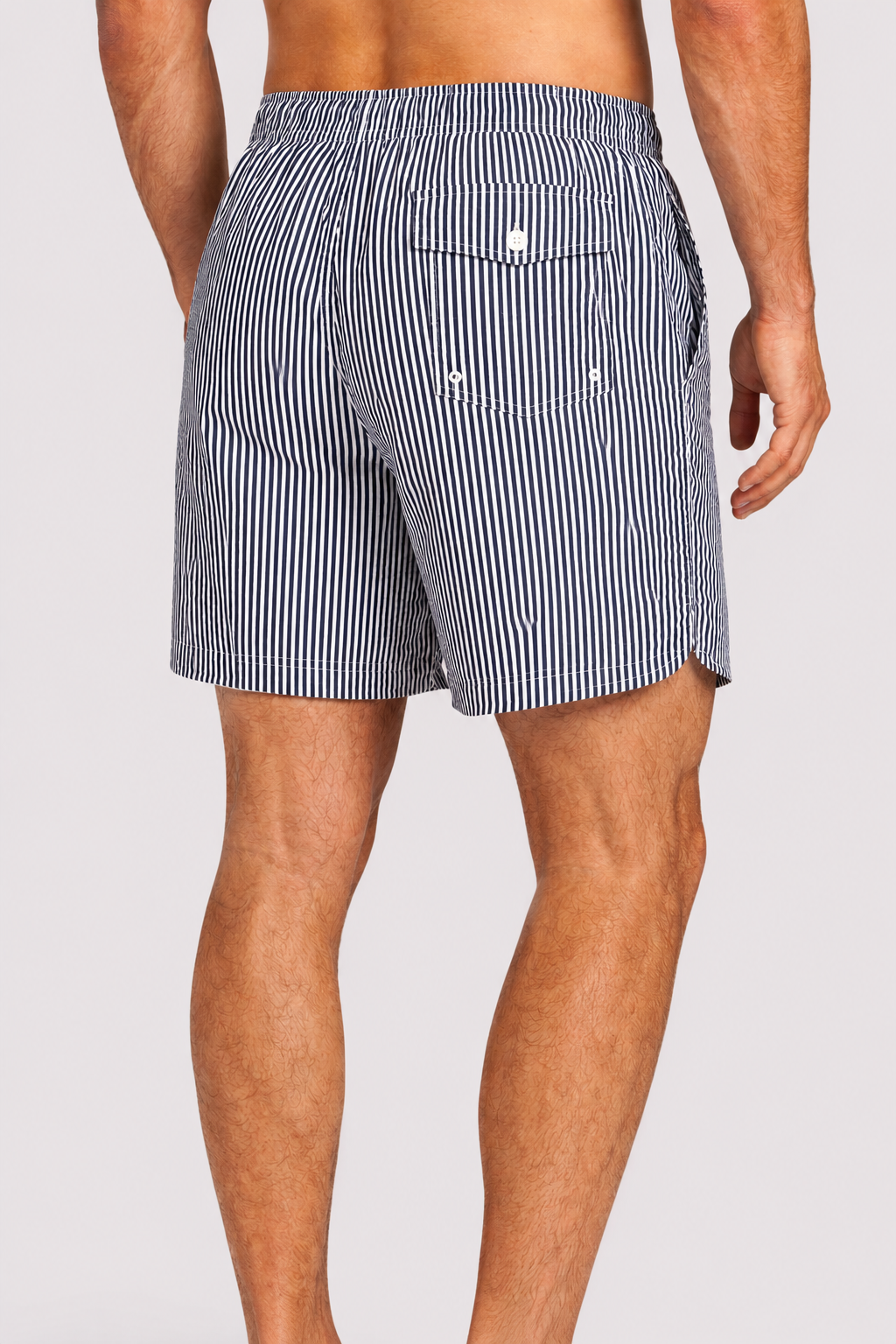 Seersucker Swim Trunk | Dark Navy Stripe