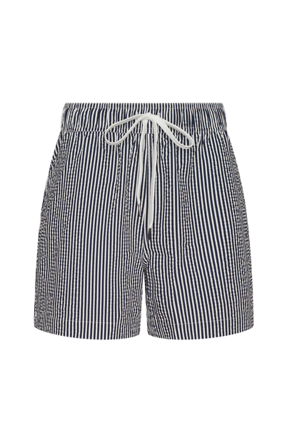 Seersucker Swim Trunk | Dark Navy Stripe