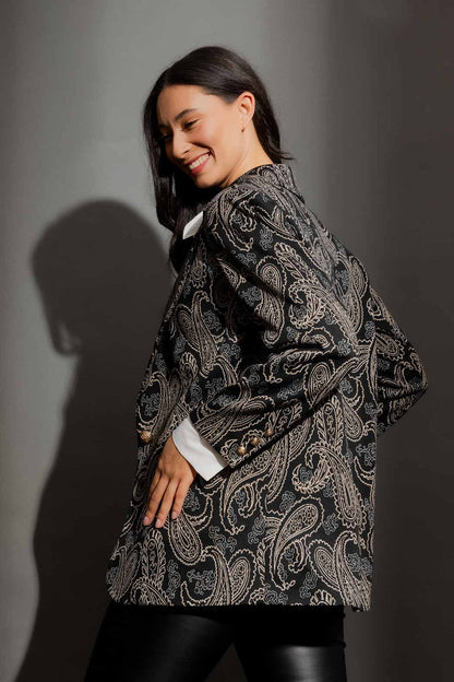 Black Paisley Oversized Blazer