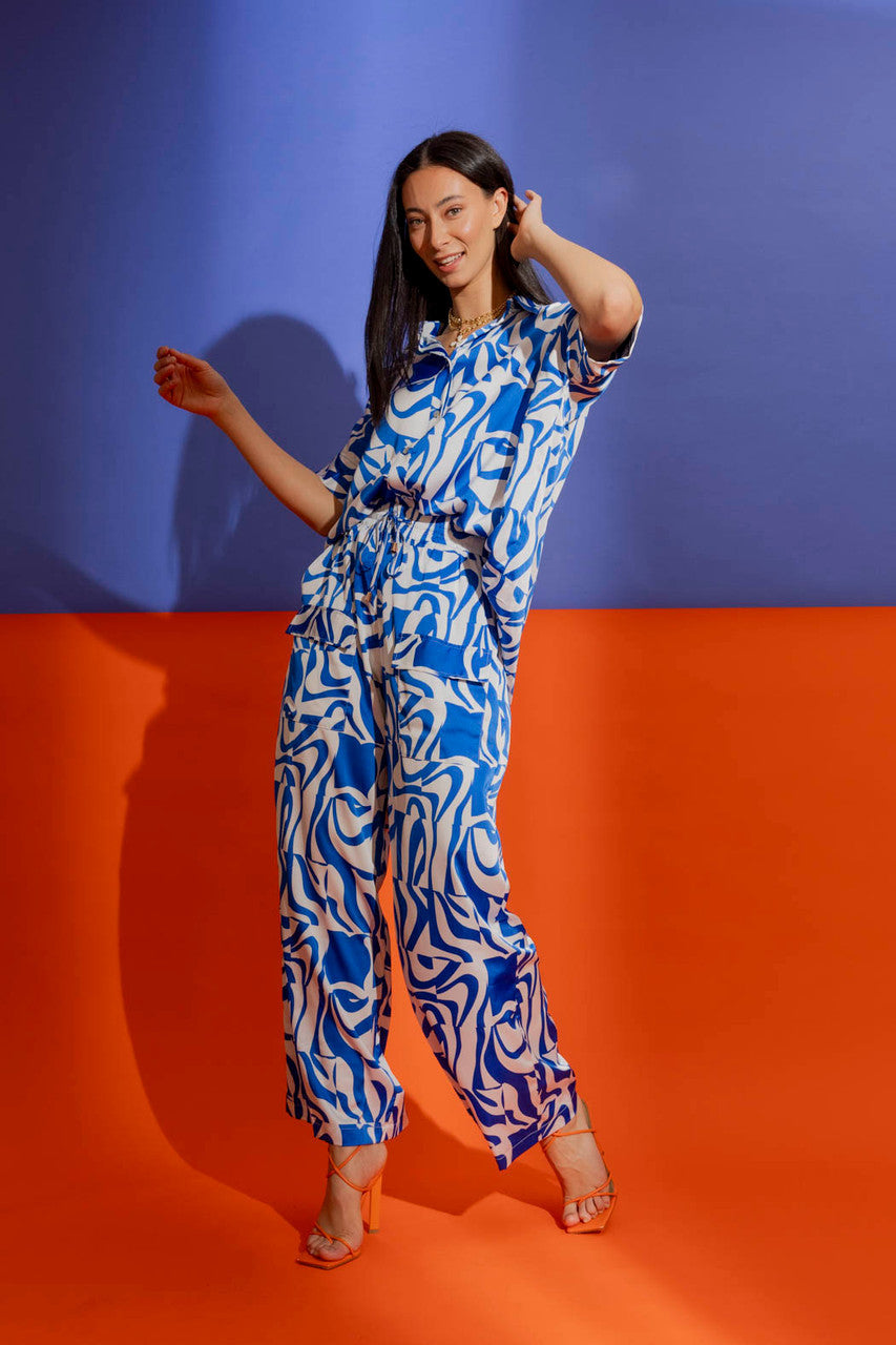 Blue/White Silky Blake Shirt