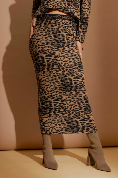 Beige Leopard Tube Skirt
