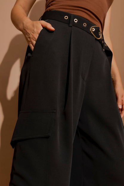 Black Euro Barrel Cargo Pant