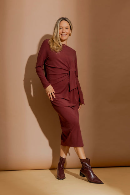 Burgundy Tencel Harlow Dress