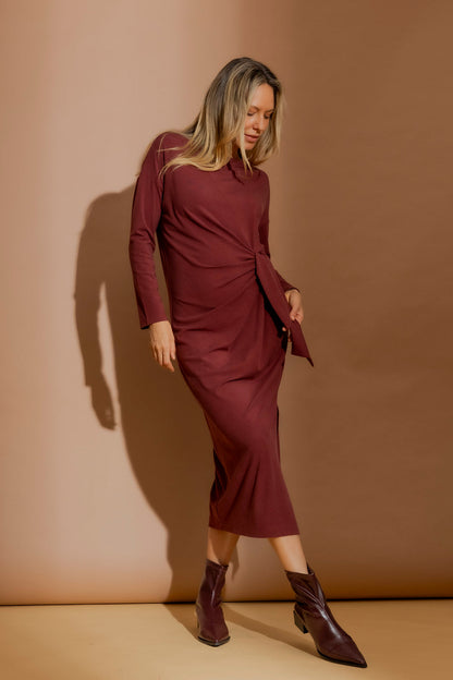 Burgundy Tencel Harlow Dress