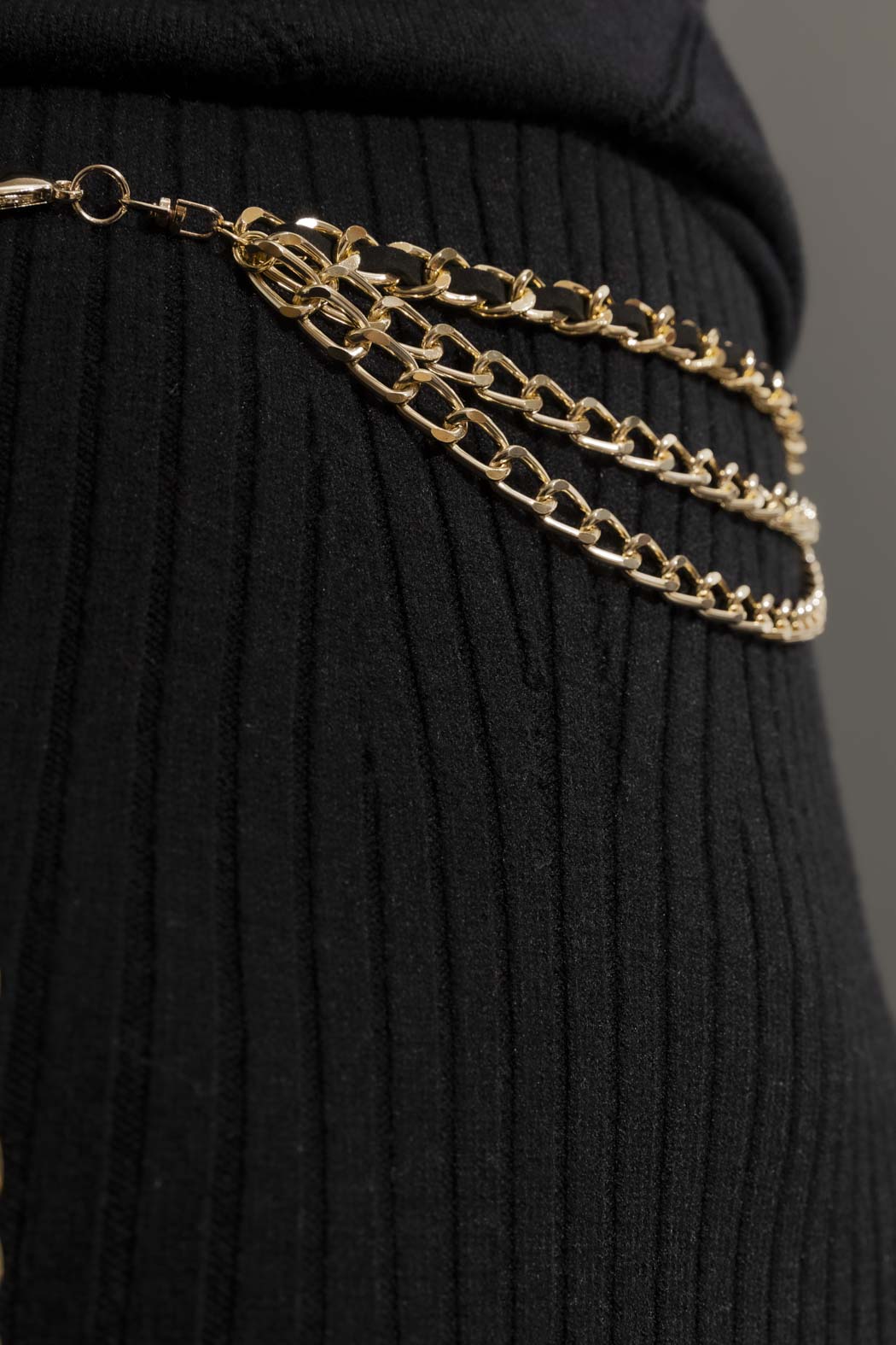 Black Rib Knit Skirt Black S