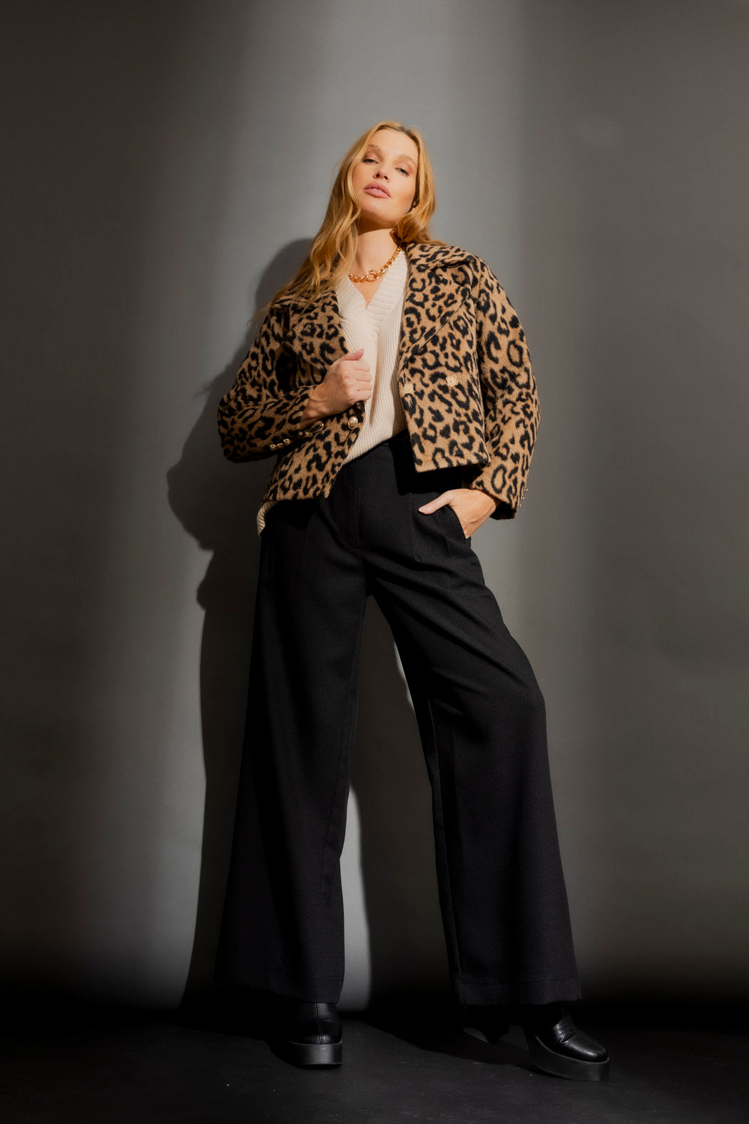 Black Textured Cleo Pant