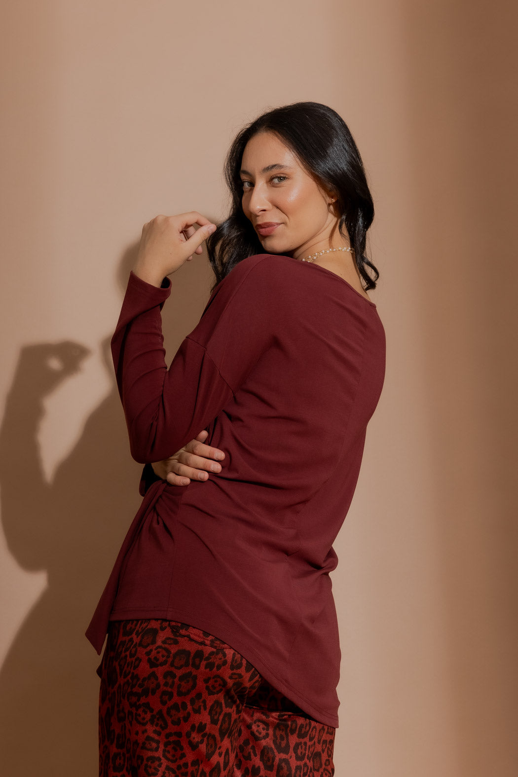 Burgundy Tencel Harlow Top