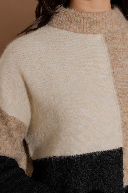 Camel Patchwork Knit Jumper Camel S