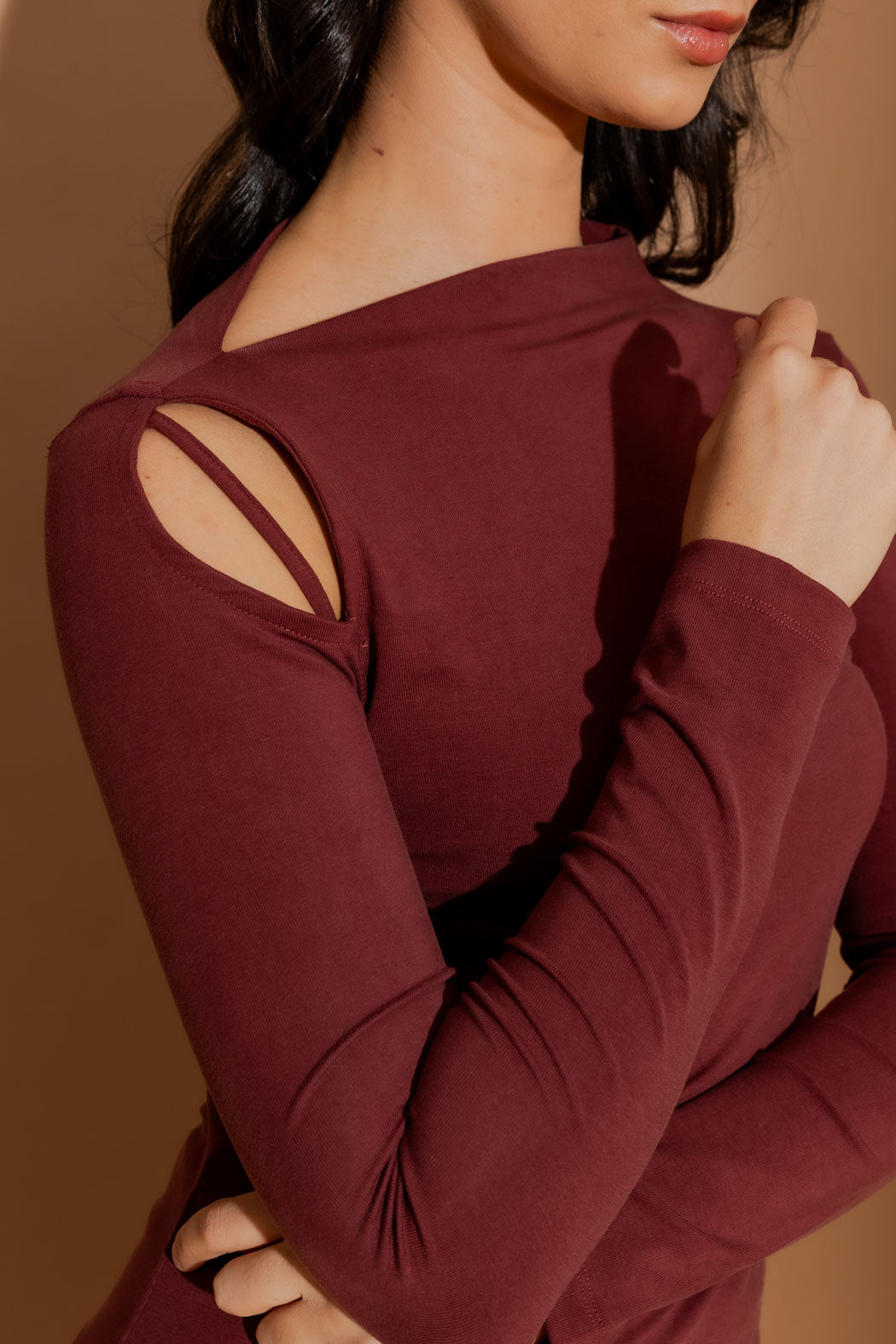 Burgundy Tencel Splice Top
