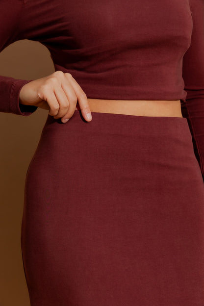 Burgundy Tencel Bias Skirt