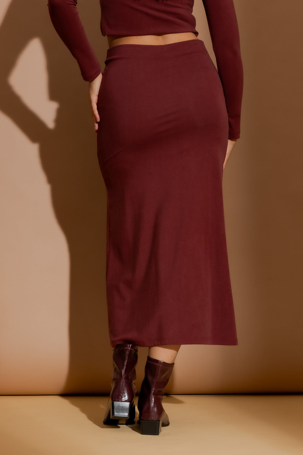 Burgundy Tencel Bias Skirt