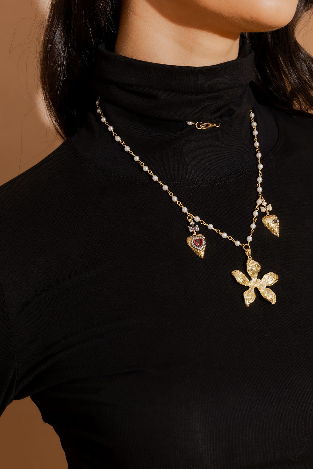 Black Tencel Turtle Neck Top