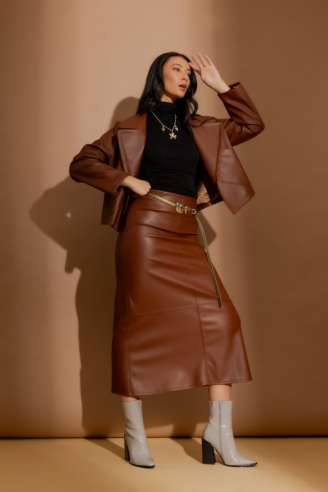 Black Tencel Turtle Neck Top