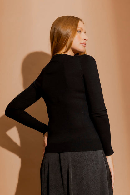 Black Fine Knit Crew Jumper Black S
