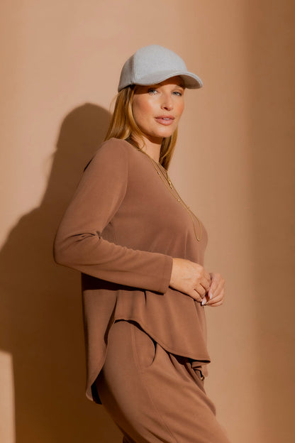 Caramel Lux Knit Crew Neck Top