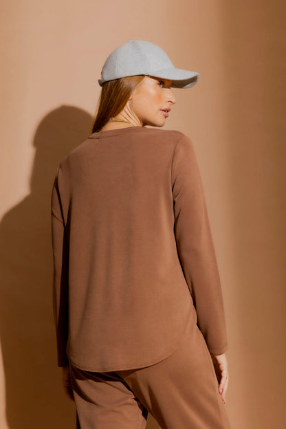 Caramel Lux Knit Crew Neck Top