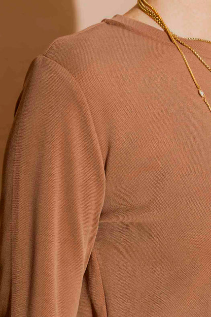 Caramel Lux Knit Crew Neck Top