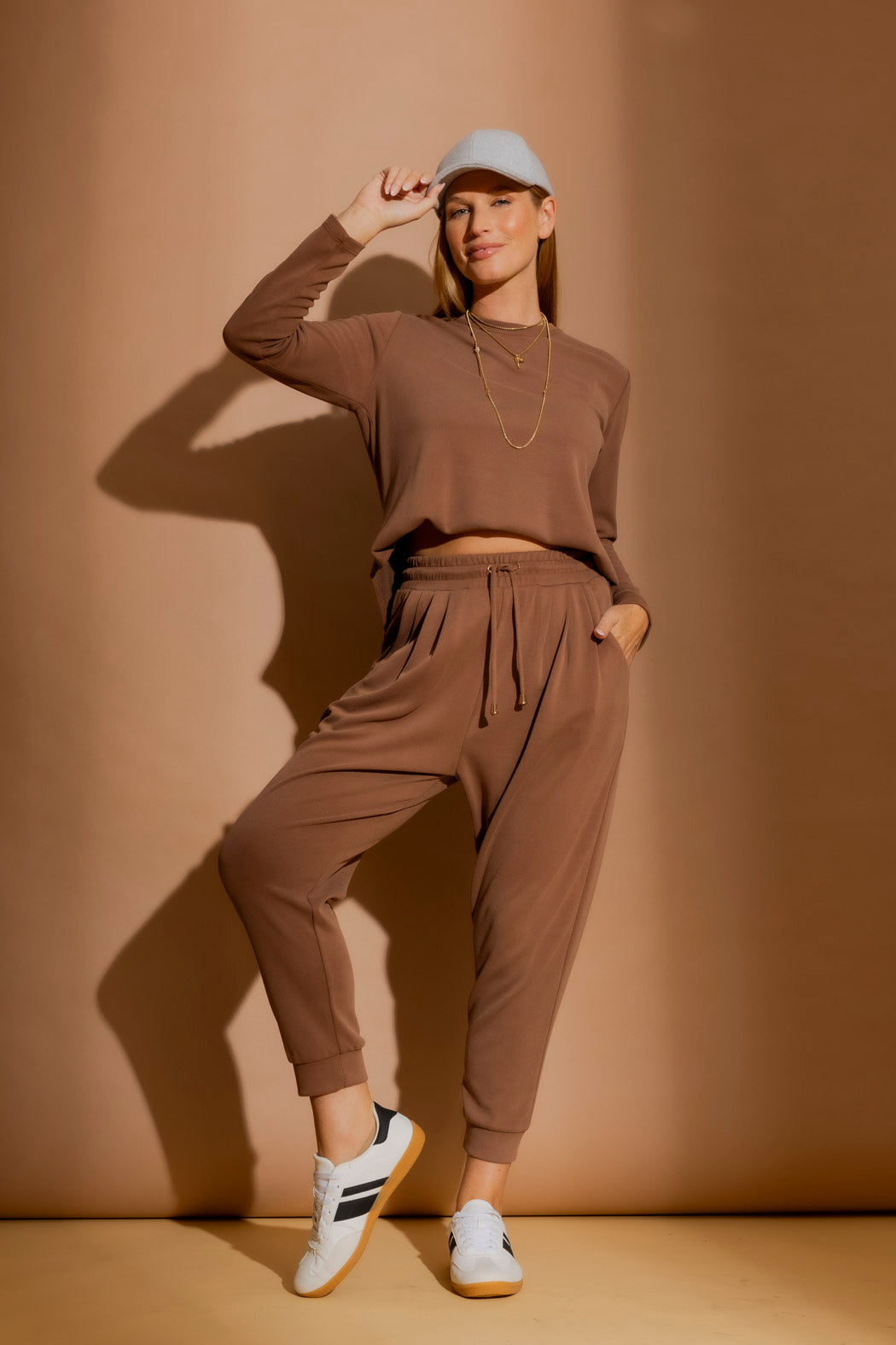 Caramel Lux Knit Slouch Pant