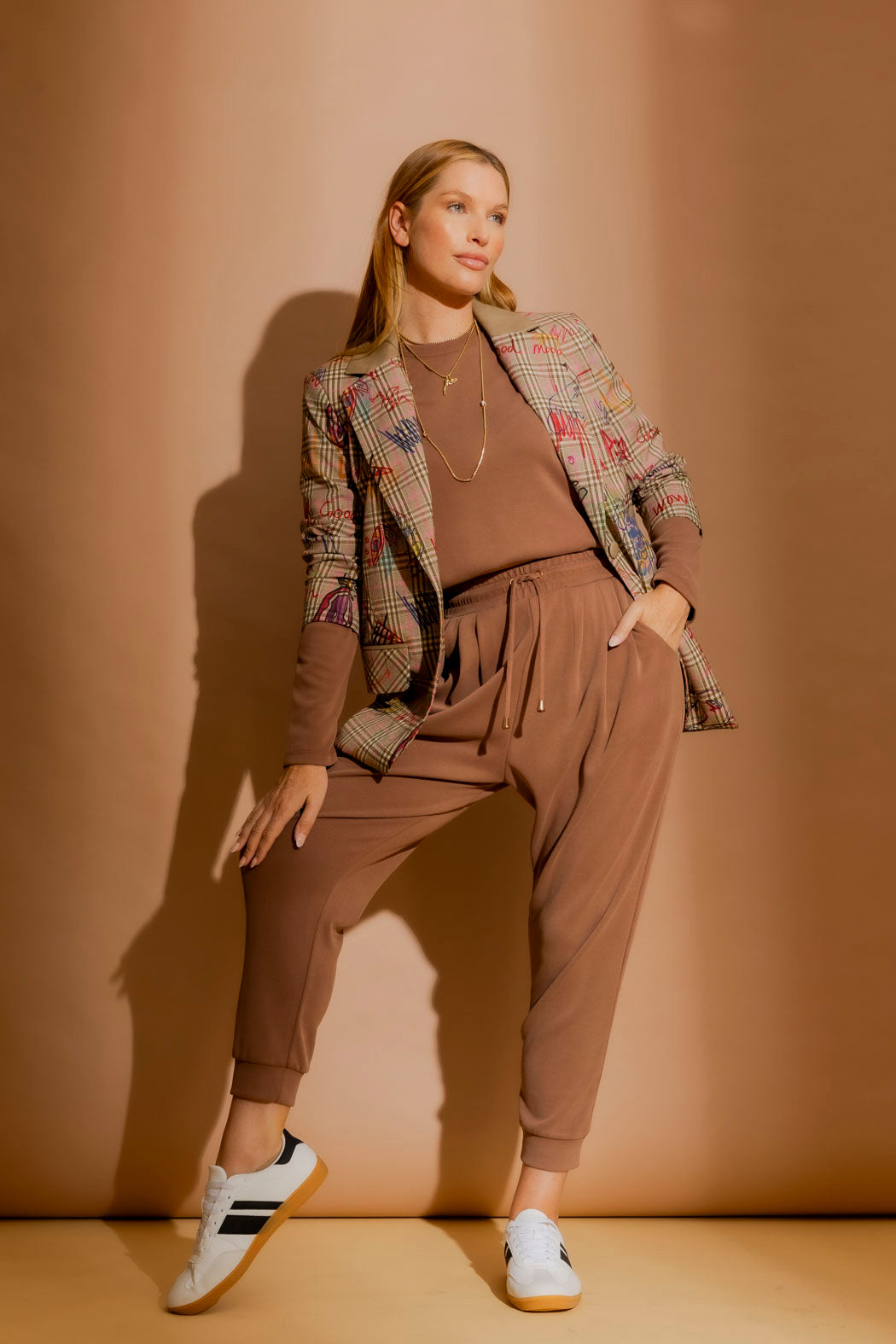 Caramel Lux Knit Crew Neck Top