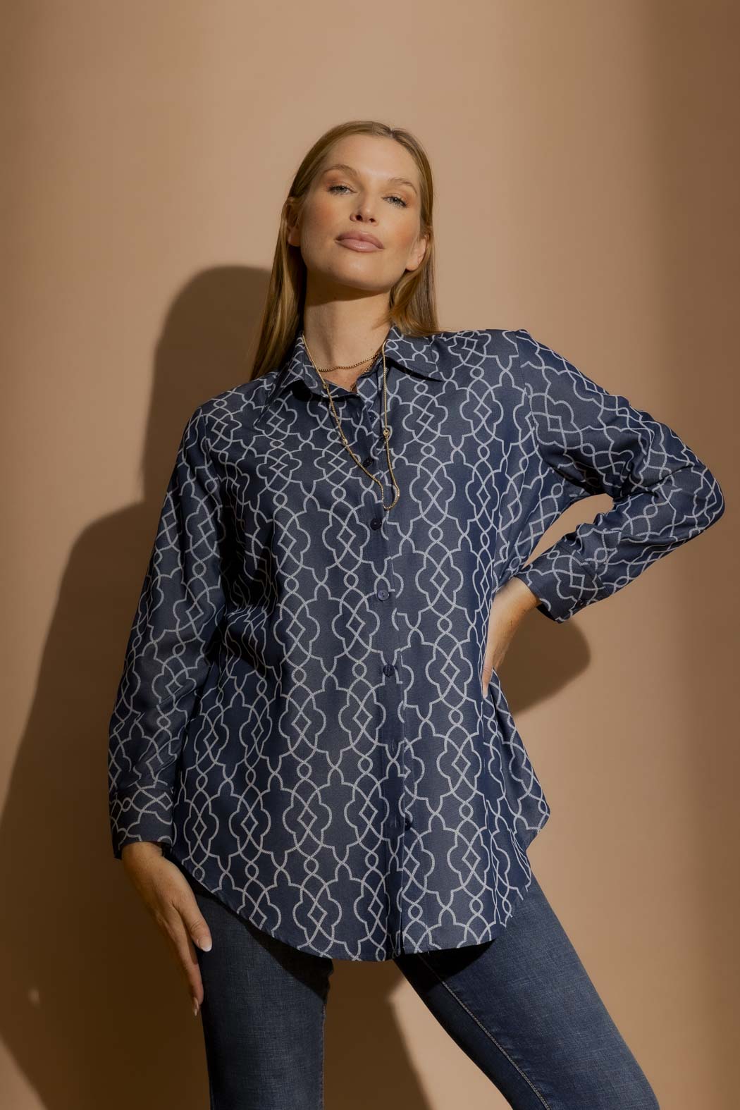 Chambray Embroidery Classic Shirt