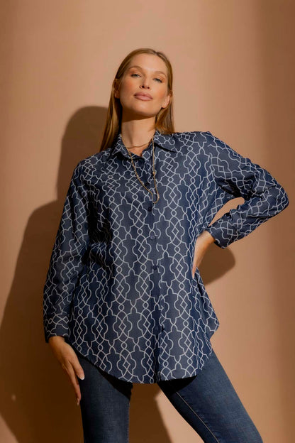 Chambray Embroidery Classic Shirt