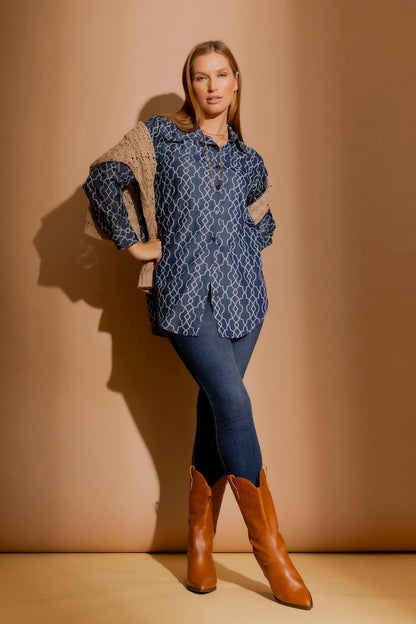 Chambray Embroidery Classic Shirt