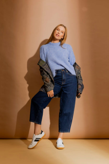 Blue Recycled Yarn Fluffy Jumper Blue S