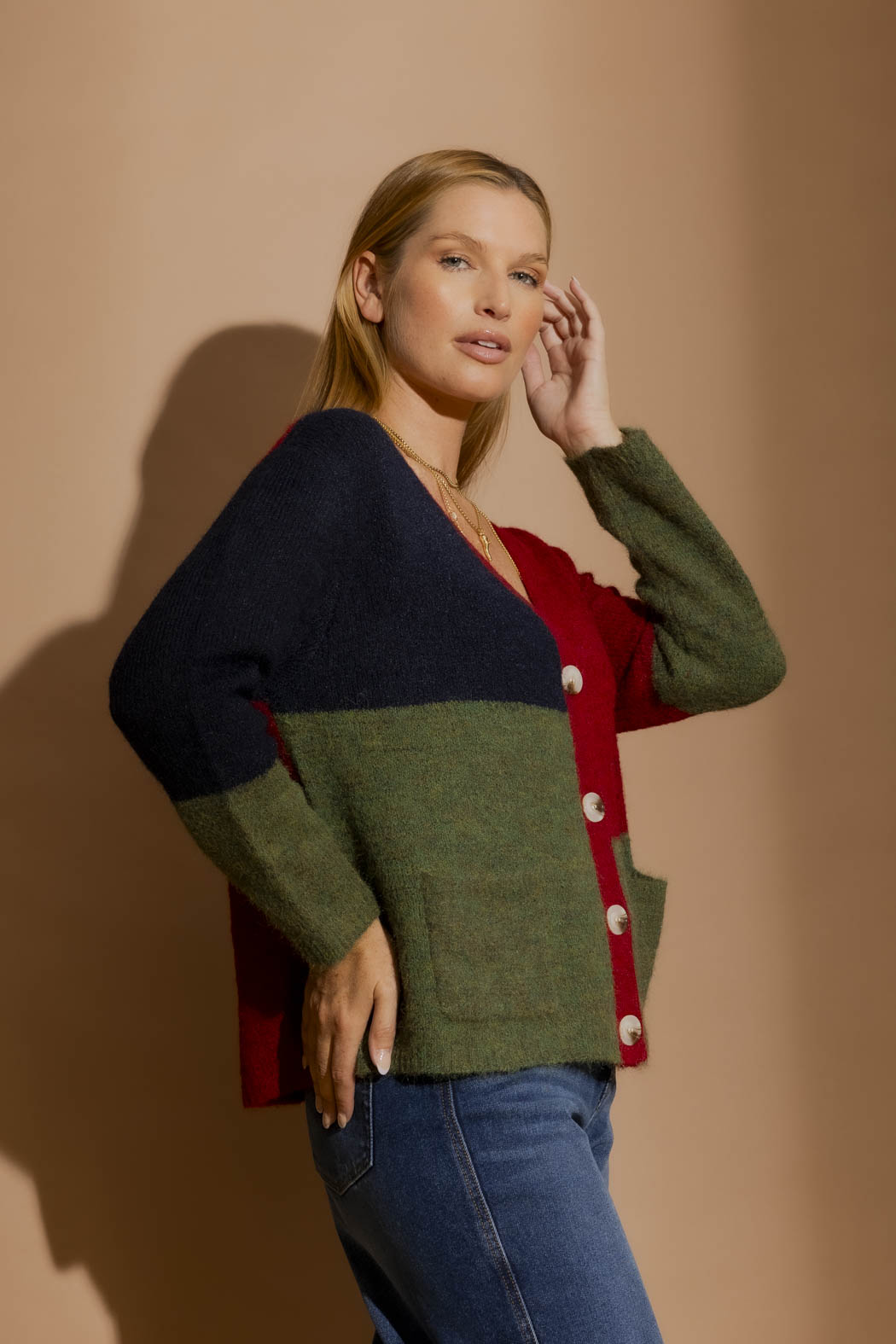 Burgundy Recycled Yarn Fluffy Cardigan Burgundy S