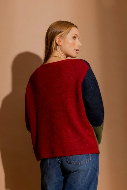 Burgundy Recycled Yarn Fluffy Cardigan Burgundy S