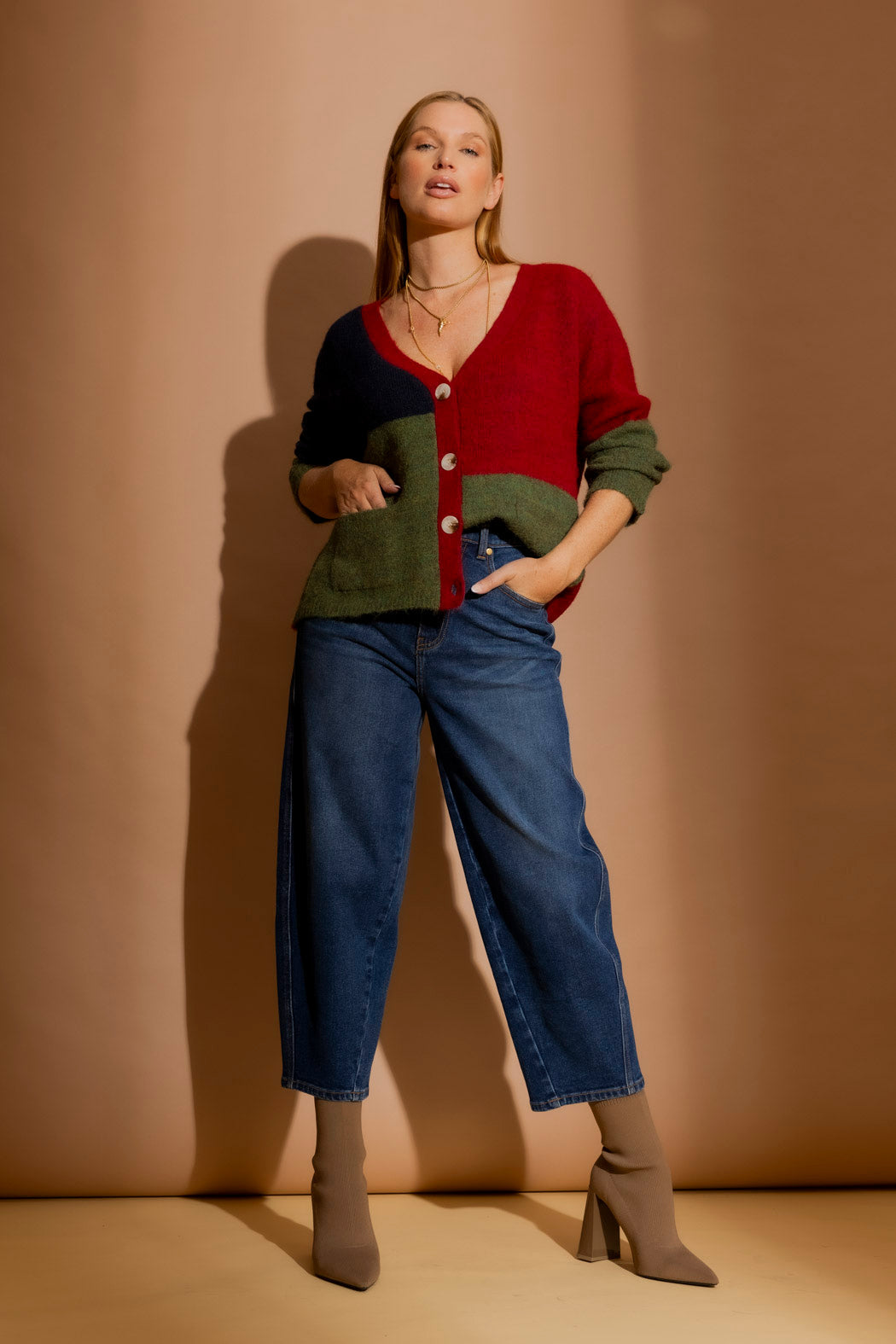 Burgundy Recycled Yarn Fluffy Cardigan Burgundy S
