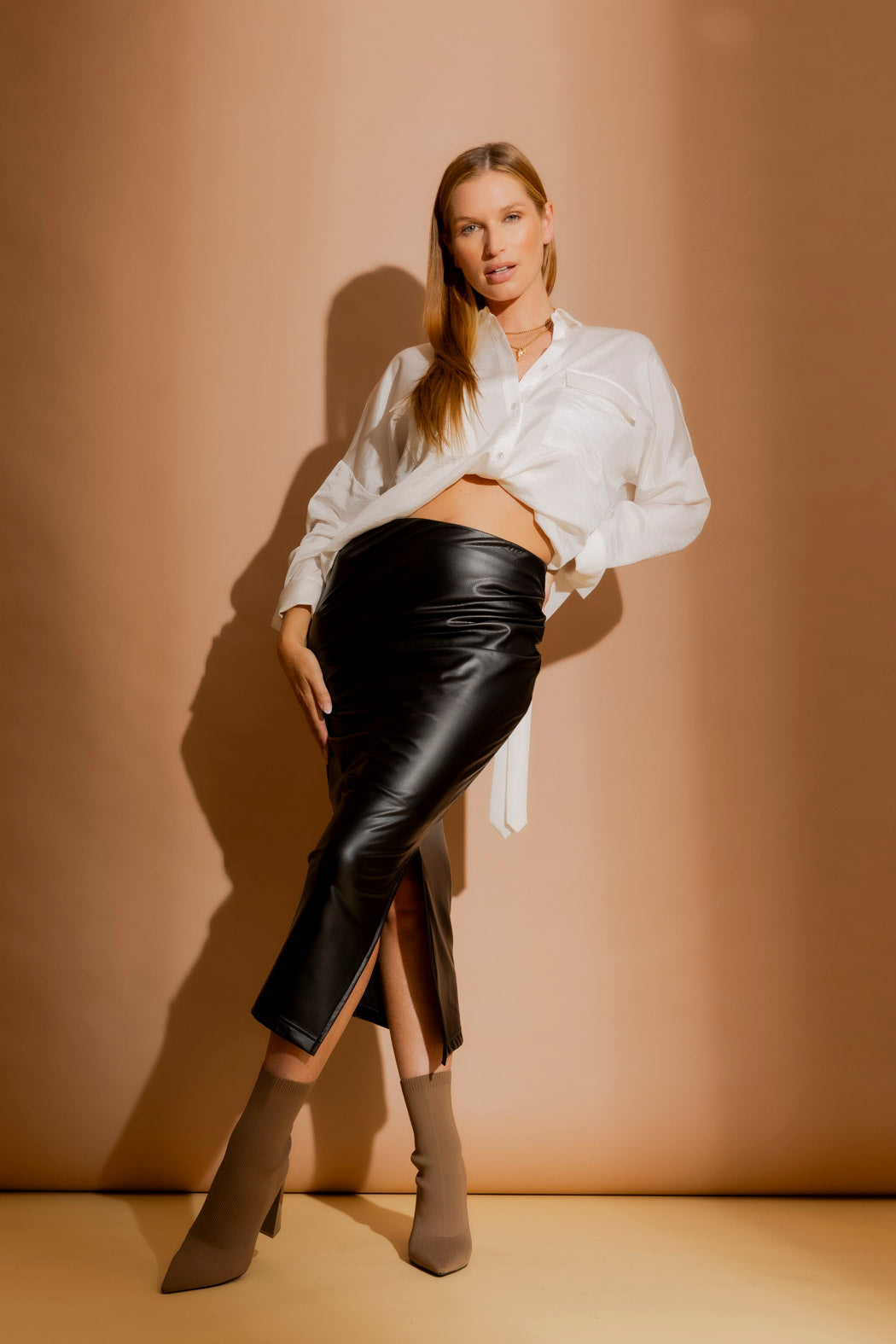 Black Croc Ruched Miracle Skirt