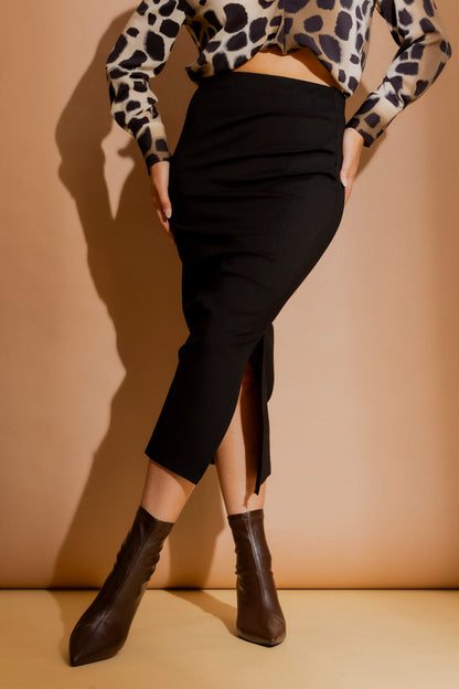 Black Ponte Ruched Miracle Skirt