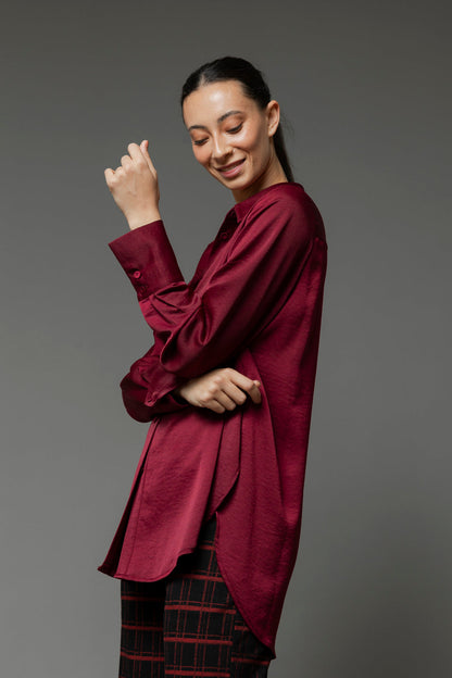 Burgundy Charlie Silky Shirt