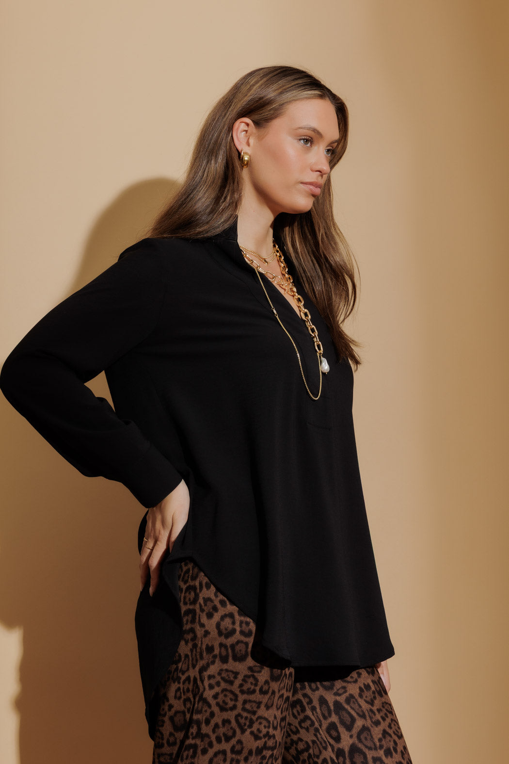 Black Luxury Longline Milan Blogger Shirt
