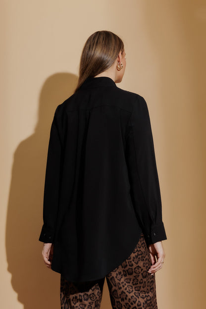 Black Luxury Longline Milan Blogger Shirt