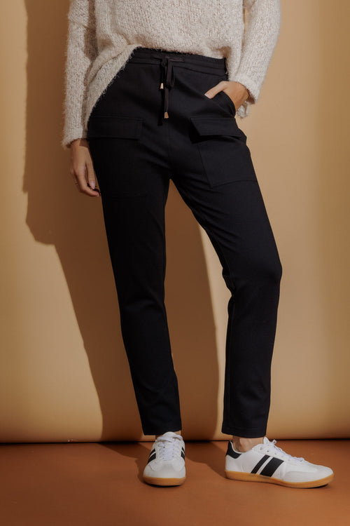 Black Premium Ponte Cargo Jogger Pant