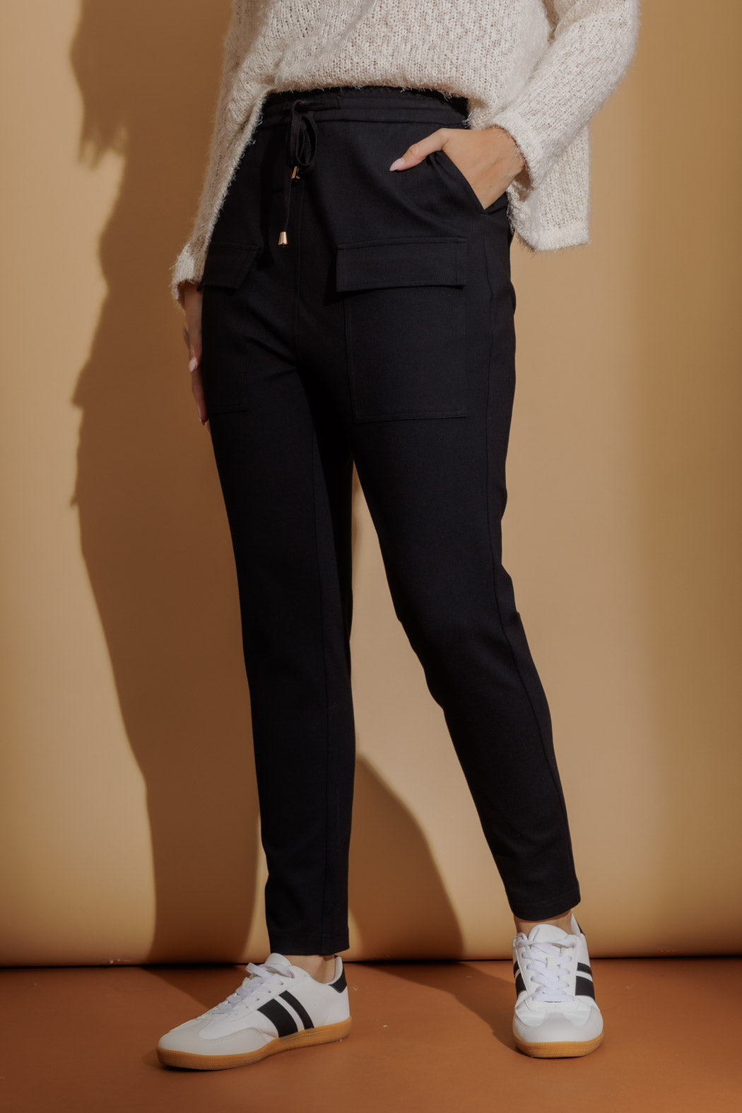 Black Premium Ponte Cargo Jogger Pant