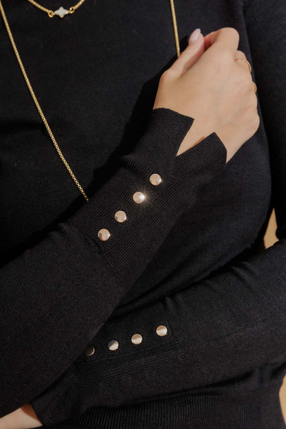 Black Fine Knit Roll Neck Black S