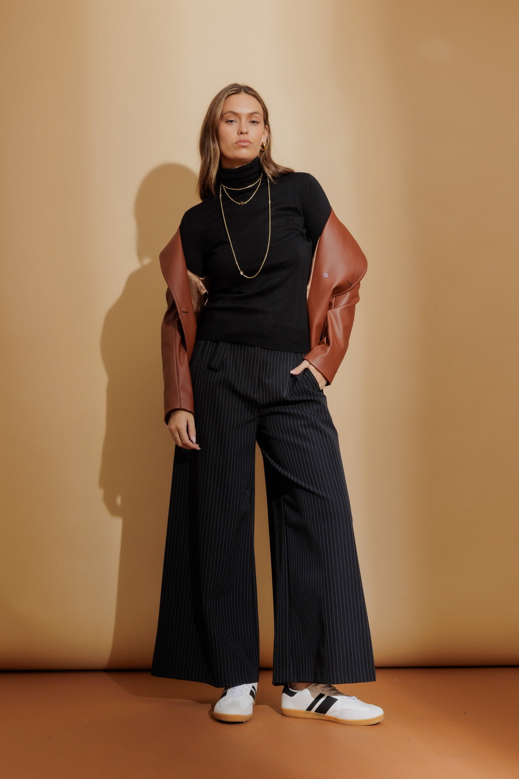 Black Fine Knit Roll Neck Black S