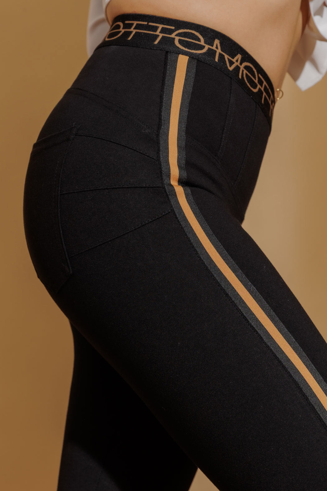 Black Ponte Stripe Miracle Pant