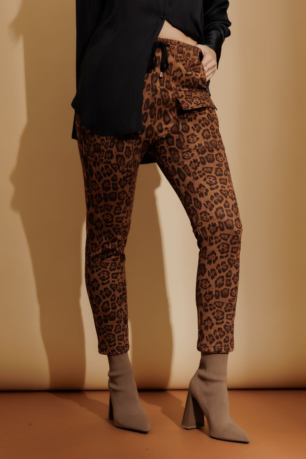 Brown Animal Pull On Cargo Pant