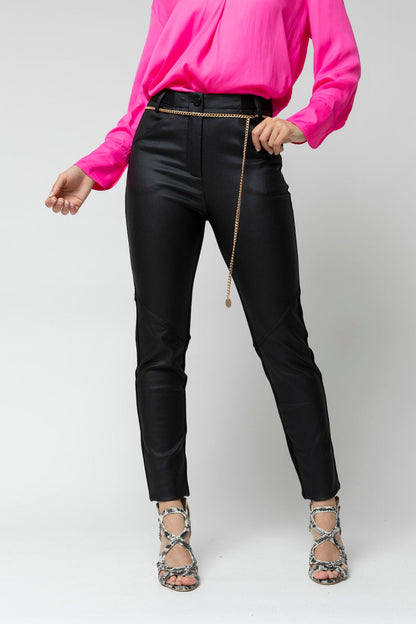 Black Waxed Spliced Pant