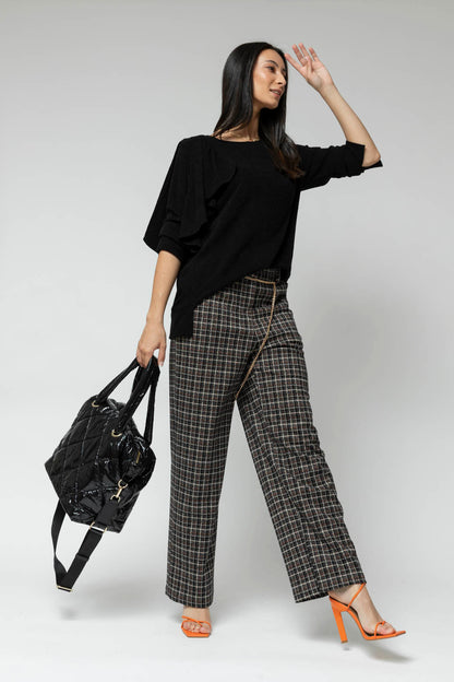 Black Check Wide Leg Pant