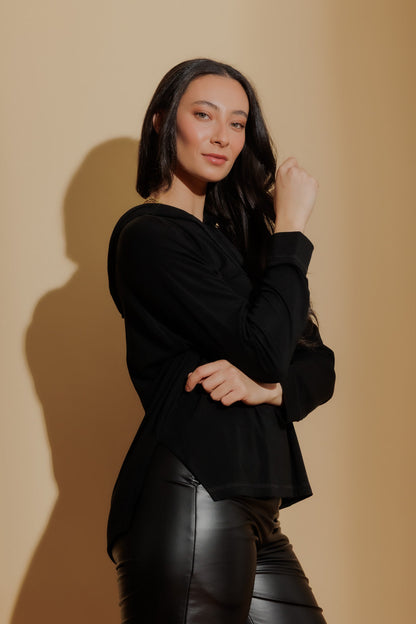 Black Tencel Hoodie