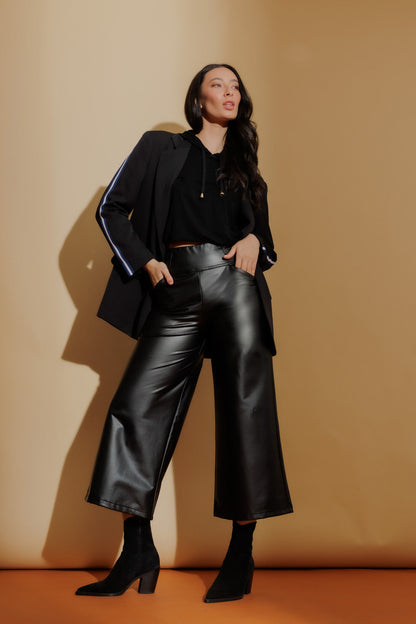 Black Croc Coated Jet Culotte